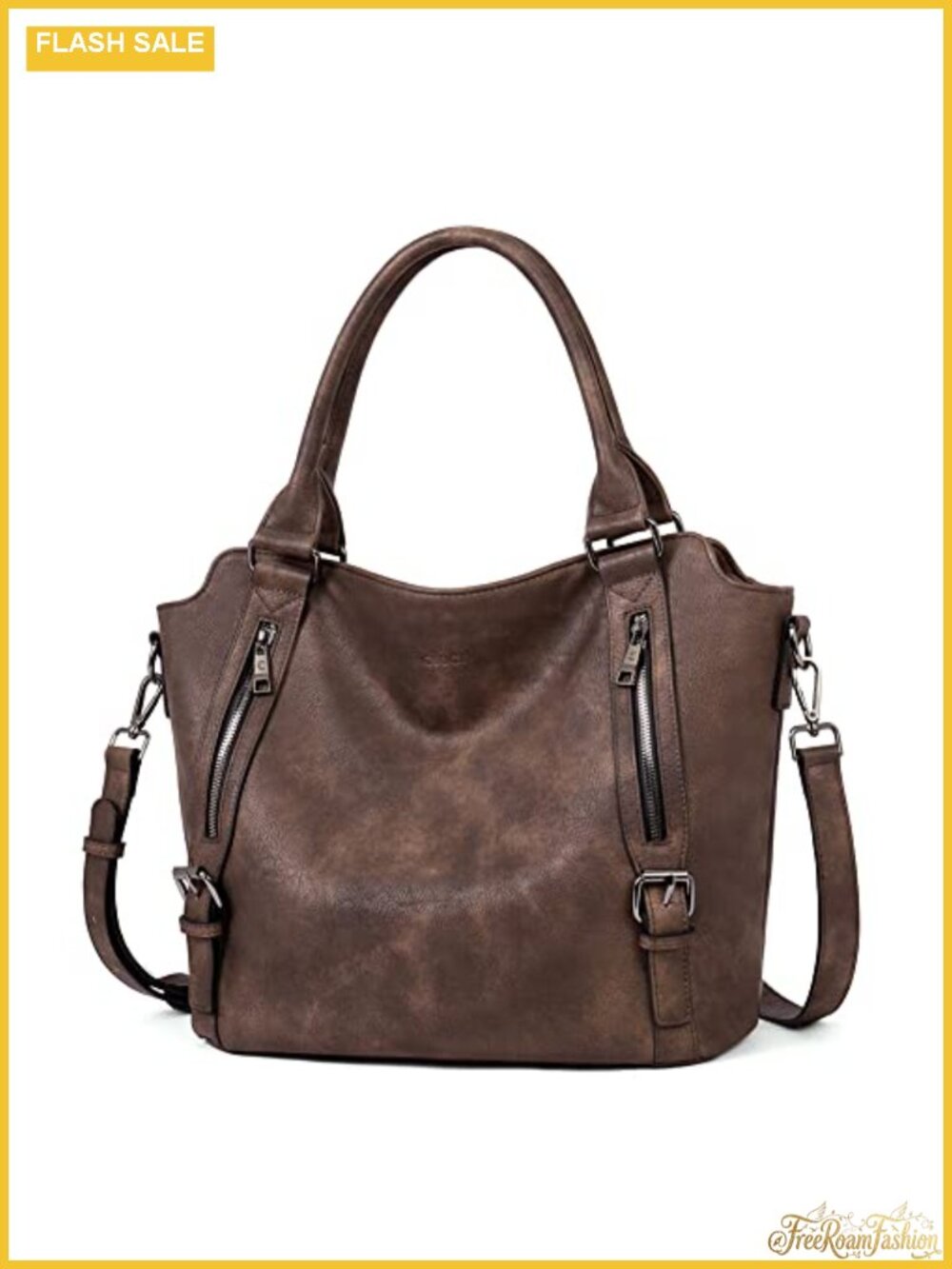 Large Hobo Handbag Vegan Leather, Multi-Pocket Shoulder Bag with Back